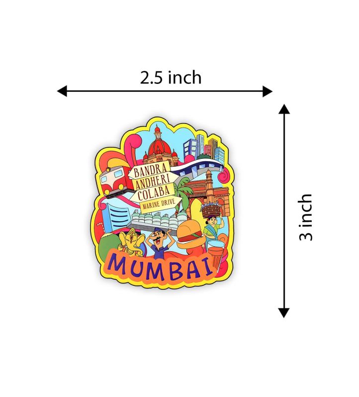 Indian State Theme Wooden Fridge Magnet  Magnet for Home Office Kitchen Refrigerator Door Stylish Decor Souvenir Gift  Indoor Decorative Gift Item (Mumbai Fridge Magnet)